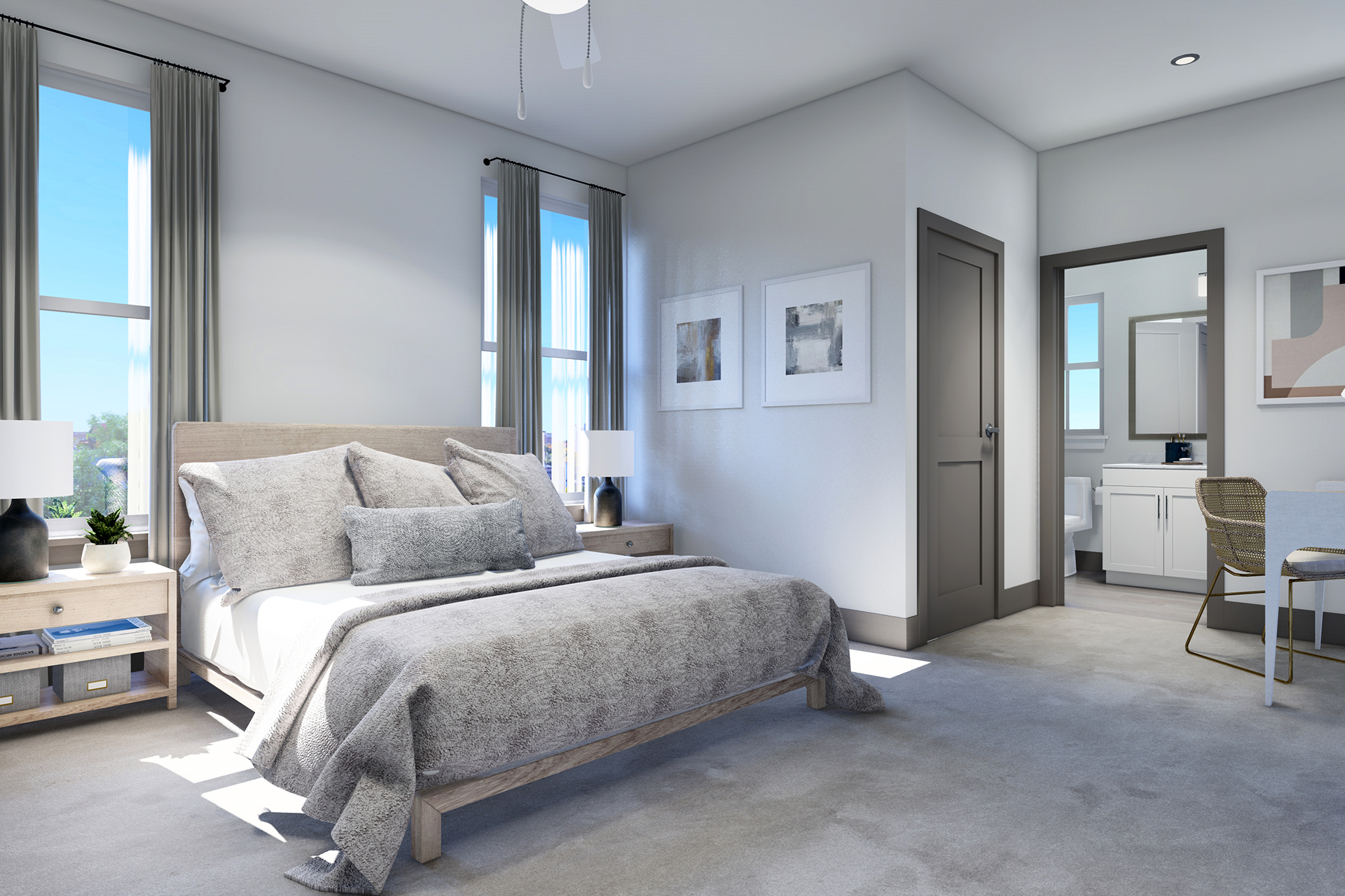 Large Primary Bedroom with walk-in Closet and Attached Bath at Avanterra Wolf's Crossing 
